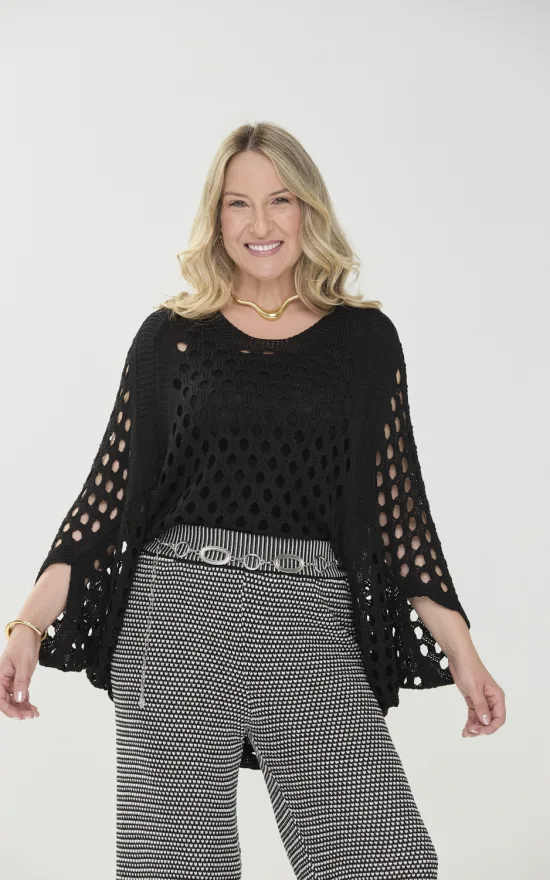 Blusa Rendada Feminina Fio Nobre Karine Preta